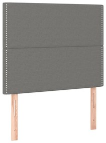 Cabeceira de cama c/ LED tecido 90x5x118/128 cm cinza-escuro