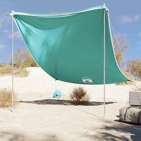 vidaXL Toldo de praia com âncoras de areia 214x236 cm verde