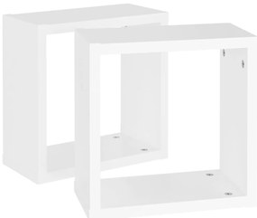 Prateleiras de parede em forma de cubo 2 pcs 30x15x30cm branco