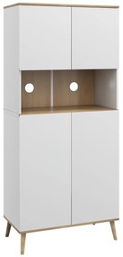 Armário de Cozinha com 4 Portas Bancada para Micro-Ondas Prateleiras Ajustáveis Orifício para Cabos 80x40x178 cm Branco