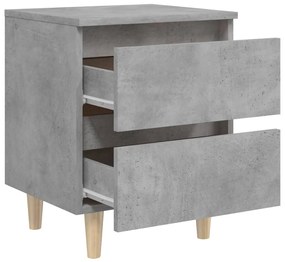 Mesa de cabeceira c/ pernas de pinho 40x35x50 cm cinza cimento