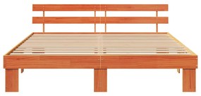 Estrado de Cama com Cabeceira Castanho 200x200 cm Madeira Sólida de Pi