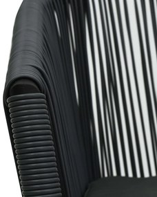 3 pcs conjunto bistrô com almofadões vime PE preto