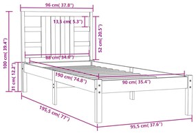 Estrutura de cama solteiro 90x190 cm madeira maciça