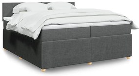 vidaXL Cama com molas/colchão 200x200 cm tecido cinzento-escuro