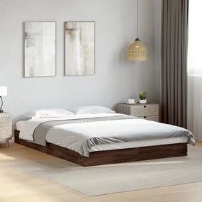 Estrutura cama s/ colchão derivados madeira carvalho castanho