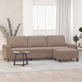 vidaXL Sofá 3 lugares c/ apoio pés 210cm microfibra cinza-acastanhado
