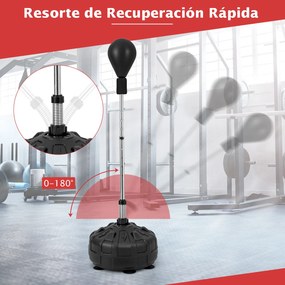 Saco de boxe de pé com base, bola de velocidade, altura ajustável em 4 níveis, ventosas e luvas para adultos e adolescentes, preto