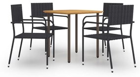 vidaXL 5 pcs conjunto de jantar para jardim vime PE preto