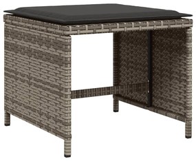 13 pcs conjunto jantar p/ jardim c/ almofadões vime PE cinzento