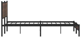 Estrutura cama sem colchão 160x200 cm metal carvalho castanho