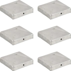 vidaXL Tampas piramidais postes vedação 6pcs metal galvanizado 91x91mm