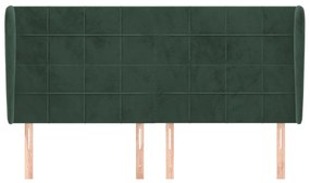 Cabeceira cama c/ abas veludo 203x23x118/128 cm verde-escuro