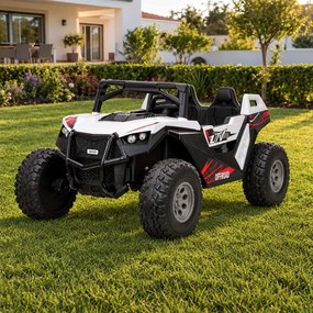 Buggy elétrico para Crianças 24V 2 Lugares RTR Monster Speed ​​4x4, Rodas Espuma EVA, assento couro ecológico Branco