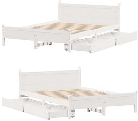 Cama sem colchão 160x200 cm madeira de pinho maciça branco