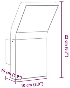 Candeeiro de parede LED para exterior alumínio fundido branco