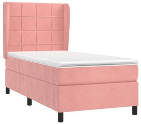 Cama com molas/colchão 90x200 cm veludo rosa