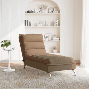 Chaise lounge de massagem com almofadões tecido castanho