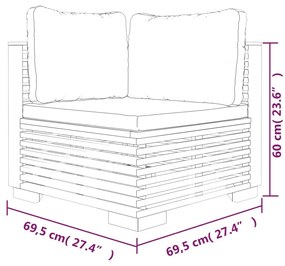 4 pcs conjunto lounge jardim c/ almofadões madeira teca maciça