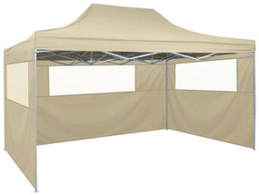vidaXL Tenda dobrável profissional festas 3 paredes 3x4m aço cor creme