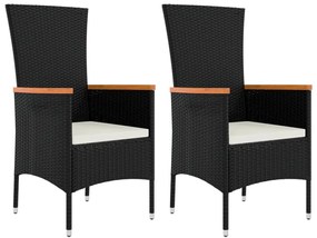3 pcs conjunto lounge de jardim vime PE e aço preto