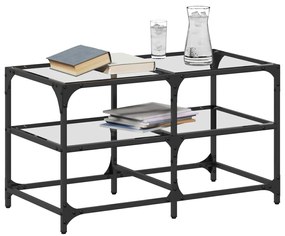 Mesa de centro c/ topo em vidro transparente 78,5x40x45 cm aço