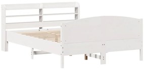 Cama sem colchão 135x190 cm madeira de pinho maciça branco