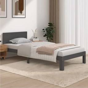 Estrutura de cama 90x200 cm pinho maciço cinzento