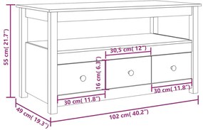 Mesa de centro 102x49x55 cm pinho maciço
