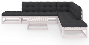 8 pcs conjunto lounge de jardim com almofadões pinho maciço