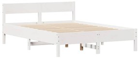 Cama sem colchão 140x190 cm madeira de pinho maciça branco