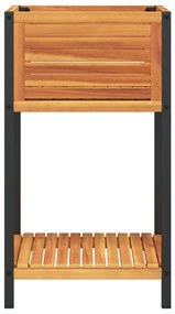 Vaso/floreira jardim c/ prateleira 45x45x80cm acácia maciça/aço