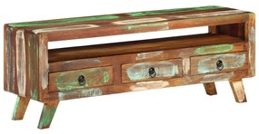 Móvel de TV 110x30x40 cm madeira recuperada maciça multicor