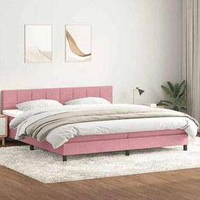 vidaXL Cama com molas/colchão rosa 180x220 cm veludo