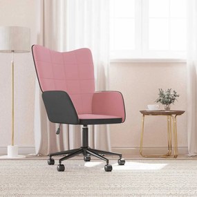 vidaXL Cadeira de descanso PVC e veludo rosa