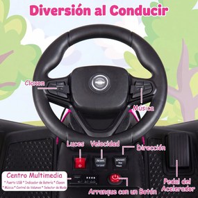 Trator Elétrico Infantil para crianças 3 a 6 anos com Reboque, 152 x 68 x 60 cm, Reboque Removível 2 em 1, Rosa