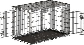 Gaiola para cães, transportadora dobrável, com 2 portas 136 x 79 x 87 cm Preto