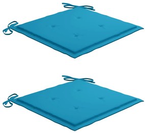 3 pcs conj. jantar dobrável exterior c/ almofadão teca maciça