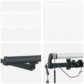 Toldo Retrátil Automático com LED Branco 500x300 cm, Tecido de Substit