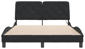 Estrutura de cama c/ luzes LED 120x200 cm veludo preto