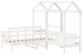 Conj. sofá-cama e banco c/ telhado 80x200cm pinho maciço branco