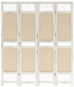 Biombo com 4 painéis 140x165 cm tecido cor creme