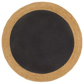vidaXL Tapete trançado redondo 180 cm juta/algodão preto/natural