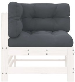 Sofás de canto com almofadões 2 pcs pinho maciço branco