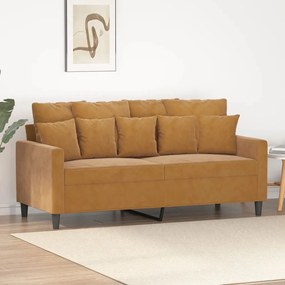 vidaXL Sofá de 2 lugares veludo 140 cm castanho