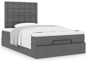 Estrutura cama otomana colchão 120x200cm tecido cinzento escuro