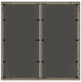 Mesa de jardim com tampo de vidro 90x90x75 cm vime PE cinzento