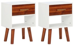 vidaXL Mesas de cabeceira 2 pcs 40x30x57 cm madeira de acácia maciça