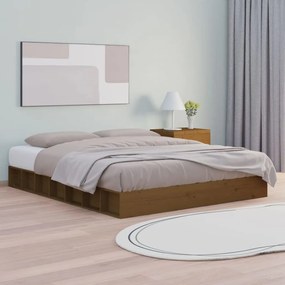 vidaXL Estrutura de cama 140x200 cm madeira maciça castanho mel