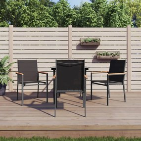 5 pcs conjunto de jantar para jardim textilene e aço preto